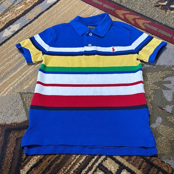 Polo by Ralph Lauren Blue and Yellow Striped Polo‎ Shirt - Picture 1 of 6